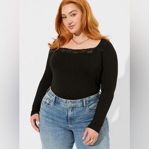 NWT Torrid 2 Super Soft Jersey Knit Lace Insert Top